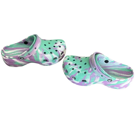 Crocs W9- Purple/Turquoise Marbled - Original Clog style - Picture 5 of 7